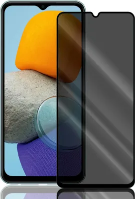 A privacy screen protector is shown placed over a smartphone screen.