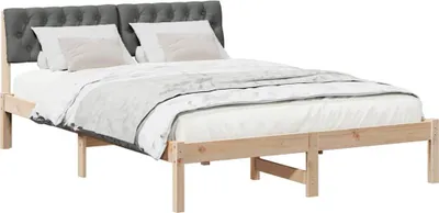 Produktbild von Bettgestell Braun und Dunkelgrau 150 x 200 cm Massivholz Kiefer