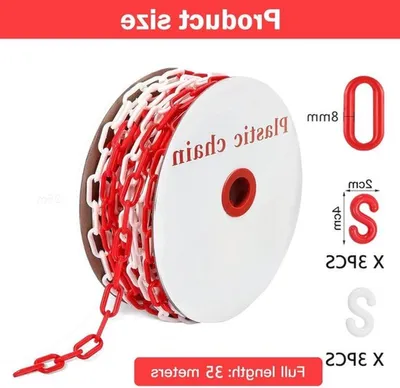 35 Meter rote und weiße Kunststoff-Warnkette mit 6 S-Haken für Baustellen und Veranstaltungssicherheit