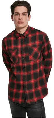 Productafbeelding van Herenoverhemd Urban Classics, geruit flanellen shirt, model 6, zwart/rood - maat S