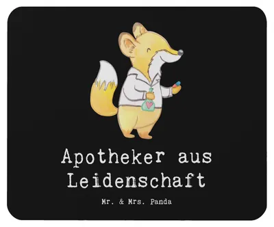 Produktbild von Mr. & Mrs. Panda Mouse Pad Apotheker Leidenschaft - Schwarz - Geschenk, Mousepad, Approbation, pc mauspad, Staatsexamen, mausunterlage, Spruch, Pharmazie, mausteppich