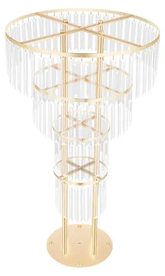 Produktbild von Kristall Hochzeitsdeko - 4-stöckiger hoher Blumenständer - Runder Blumenvasen Ständer - Mit Kristallanhängern - Tisch Centerpiece für Hochzeit Party - Gold