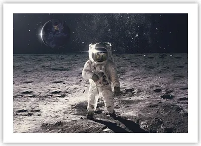 Produktbild von Poster - Poster ohne Rahmen - Mond Erde Astronaut - 70x50 cm - Wand Bild - Wanddeko - Wandbilder - Kunstposter - Wandposter - Bilder - Kunstdruck - Wanddekoration - Wandbild - P2XAA70x50-4882