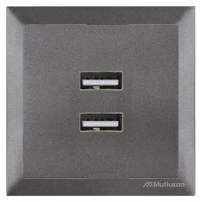 Produktbild von 2-fach USB-Ladesteckdose Anthrazit – Rahmen Set – Unterputz – Candela