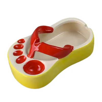 Imagen del producto de Cenicero de cerámica pintado a mano, elegante y decorativo, color rojo