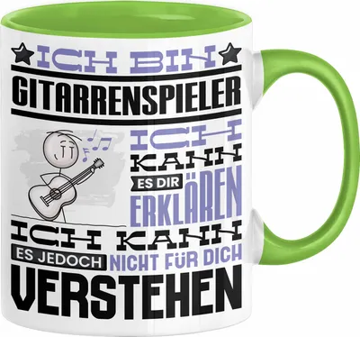 Produktbild von Gitarrenspieler Geschenk Kaffee-Tasse Geschenkidee für Gitarrenspieler Ich Bin Gitarrenspieler Ich Kann Es Dir Erklären Jedoch Nicht Für Dich Verstehen Spruch Lustig (Grün)