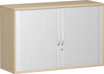 Produktbild von Geramöbel Querrollladenschrank 1 Nachbildung-Einlegeboden, abschließbar, 1200x425x768, Silber/Ahorn, N-10Q212-SA