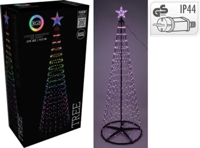 Image de Sapin De Noël Led Rgb Noir 2.10m Illumination Led Rgb Personnalisable - Basic & Co
