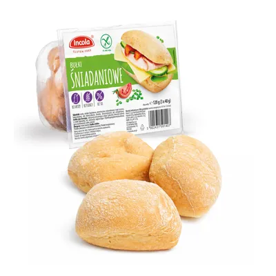 Produktbild von INCOLA Glutenfreie Frühstücksbrötchen – 3er Pack (3 x 40g) – Weiche & fluffige Brötchen ohne Weizen – Verzehrfertig für Frühstück, Lunch & Sandwich –