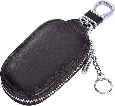 Productafbeelding van Autosleutelbescherming - Beschermhoes van TPU - 8,5 x 4,9 x 2 cm - Met metalen rits en karabijnhaak - Sleutelhouder - Zwart