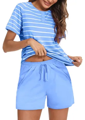 Produktbild von Solidchoice – Damen-Kurzpyjama-Set in Hellblau, Größe XL