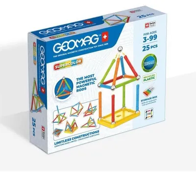 Immagine prodotto di Magnetic construction set - GEOMAG - Supercolor - 25 pieces - Magnetic - From 3 years old