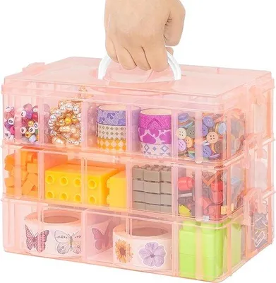 Image de Petite boîte à pièces à 3 niveaux, 30 compartiments, empilable, en plastique