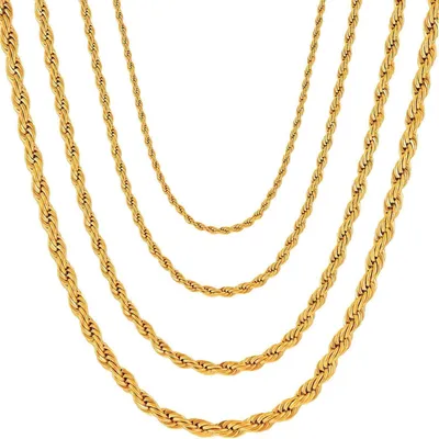 Image de OSTAN Collier homme/femme en acier inoxydable chaîne en corde dorée 45-80 cm 2-5 mm