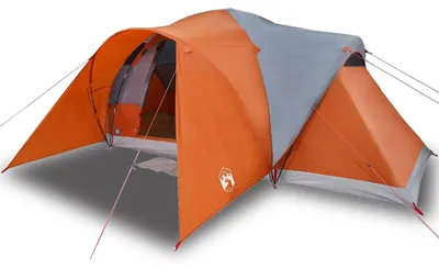 Produktbild von vidaXL Kuppel-Familienzelt 6 Personen Grau und Orange Wasserdicht
