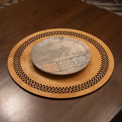 Obrázok produktu pre Hermia Concept, Seljuk - Honey, sada drevených podložiek na stôl (4 kusy), 100 % DREVO, med, 36 x 36 cm