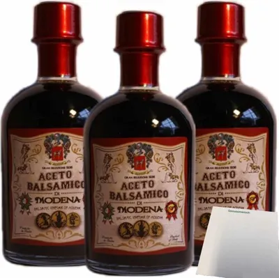Produktbild von Bertoni Aceto Balsamico di Modena IGP 3 Medallien 3er Pack (3x250ml Flasche) + usy Block