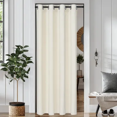 Produktbild von Samt Türvorhang Blickdicht Thermo Ösen Vorhang Kälteschutz Gardine Raumteiler Vorhänge, Weiß, 107x203cm