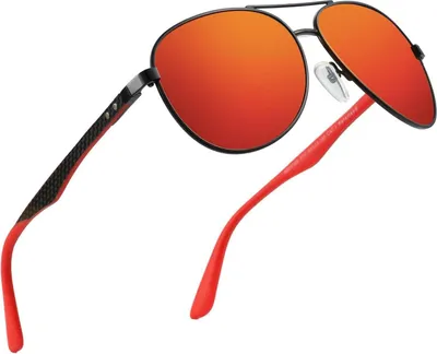 Produktbild von Sonnenbrille Herren Damen Polarisiert Schwarz Rahmen Rot Linsen