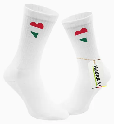 Produktbild von Huuraa Uni Socken Ungarn Flagge Herz 37/41 White Baumwolle Tennissocken Geschenkidee