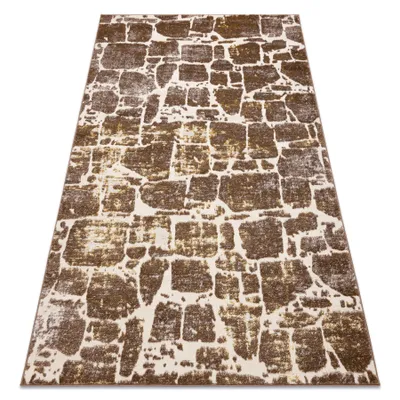 Obrázok produktu pre Moderný koberec MEFE 6184 Tile brick - Štrukturálny, dvojúrovňový fleece tmavo béžový 120x170 cm