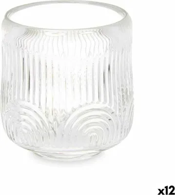 Obrázek produktu pro Miska na svíčku Stripes Transparentní křišťál 9 x 9,5 x 9 cm (12 kusů)