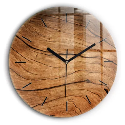 Produktbild von Wallfluent Große Wanduhr – Stilles Quarzuhrwerk - Uhr Dekoration Wohnzimmer Schlafzimmer Küche - Zifferblatt mit Striche - schwarze Zeiger - 60 cm - Altes Holz