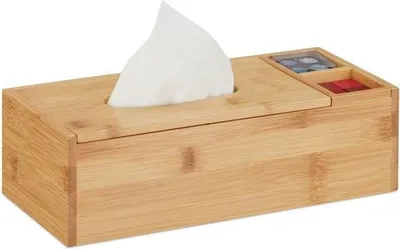 Obrázok produktu pre Bambusový zásobník na utierky s 2 priehradkami
