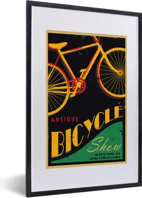Produktbild von MuchoWow® MuchoWow® Gerahmtes Poster Vintage Poster Fahrrad 40x60 cm - Poster mit zchwarzem Bilderrahmen - Poster in Rahmen