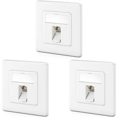 Produktbild von deleyCON CAT8 Netzwerkdose Unterputz RJ45 Keystone 40 Gbps, 3 Stück - Weiß