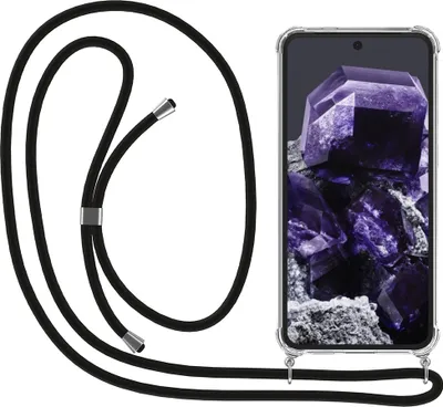 Immagine prodotto di Smartphonica Custodia per telefono adatta a Google Pixel 8 con cavo e paraurti - Custodia con cavo per telefono - Custodia Backcover in TPU antiurto con cordino - Trasparente