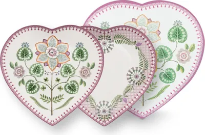 Produktbild von PIP STUDIO Lily&Lotus Lilac Herzformteller 21,5cm Set2