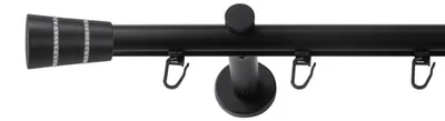 Produktbild von SN Deco Gardinenstange Innenlauf Rennes, 19 mm, 1-läufig, Stahl, Komplett-Set mit Ringen, Profilträger, 180 cm, schwarz
