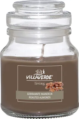 Produktbild von Villa Verde Duftkerze im Glas m. Deckel Gebrannte Mandeln, H:7,8 cm, Ø 7 cm