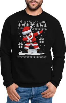 Produktbild von Sweatshirt Herren Weihnachten Dabbing Santa Weihnachtsmann Dab Motiv lustig Rundhals-Pullover Moonworks® schwarz XXL