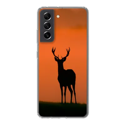 Produktbild von MuchoWow® Handyhülle Schutzhülle Hülle für Samsung Galaxy S21 FE Hirsch - Scherenschnitt - Nebel Silikon Softcase Handy Hülle - Mobiltelefonhülle