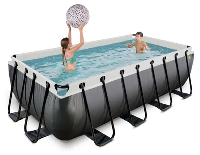 Produktbild von EXIT Black Leather Rahmenpool 400x200x100cm, Aufstellpool, mit Sandfilteranlage, Rechteckig, Schwarz