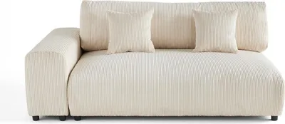 Image de Lisa Design Garance - module d'assise 3 places avec accoudoir gauche - en velours côtelé , Beige