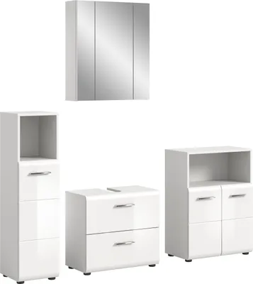 Produktbild von Badezimmer-Set >Ice< in Weiß Hochglanz - 180x190x32cm (BxHxT)
