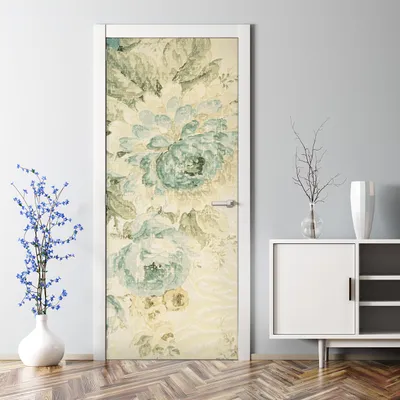 Produktbild von Dekorative Türposter Klebefolie selbstklebend Wandaufkleber Vintage Blumen blau 85 x 200 cm