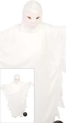 Immagine prodotto di Costume da fantasma Halloween bambini creatura spettrale figura spettrale apparizione mistica bianca spavento notte horror, taglia: 98/104 colore: bianco