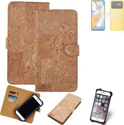 Produktbild von K-S-Trade Hülle kompatibel mit Xiaomi Poco C40  Kork Handyhülle Cover  Schutzhülle TPU Case Bumper in Hellbraun, (1x)