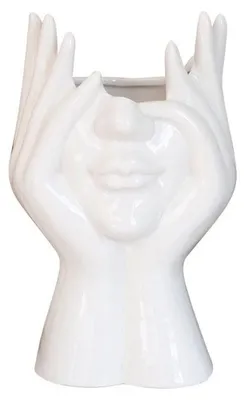 Produktbild von Elzusha – Keramische Vase mit Gesichts- und Körperform, geeignet für Blumen