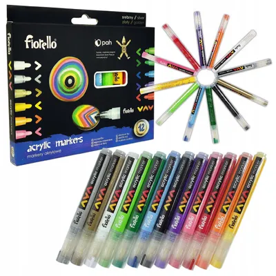 Produktbild von Fiorello Acrylstifte Schnelltrocknend 12 Farben für Kinder