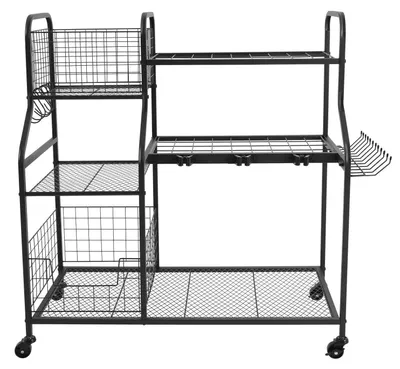 Obrázek produktu pro Držák na zahradní nářadí – Stojan na nářadí – Ocelový rám – Pro zahradní a úklidové nářadí – Černý