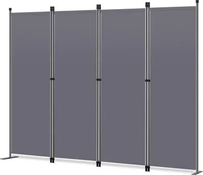 Produktbild von Angel Living Paravent 4-teilig Grau 224cm x 165cm Raumteiler Sichtschutz Stahl und Polyester für Innen & Außen 8 kg zerlegt zur Selbstmontage