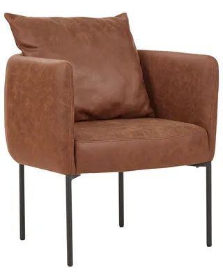 Produktbild von BELIANI Sessel Braun aus Kunstleder mit Schwarzen Metallbeinen Kissen Elegant Retro Stil für Wohnzimmer