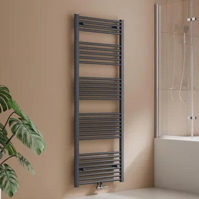 Image de S'AFIELINA 160 x 60 cm Radiateur sèche-serviettes Radiateur sèche-serviettes Porte-serviettes raccord central Chauffe-serviettes droit Anthracite ,761 W