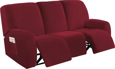 Obrázek produktu pro Topchances Stretch Cover pro polohovací křeslo, kryt polohovacího křesla, kryt křesla pro televizní křeslo s boční kapsou, 3-sedák, vínově červený
