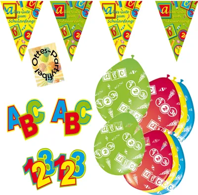 Produktbild von Schuleinführung Dekoset Schulanfang Luftballons Girlande Konfetti